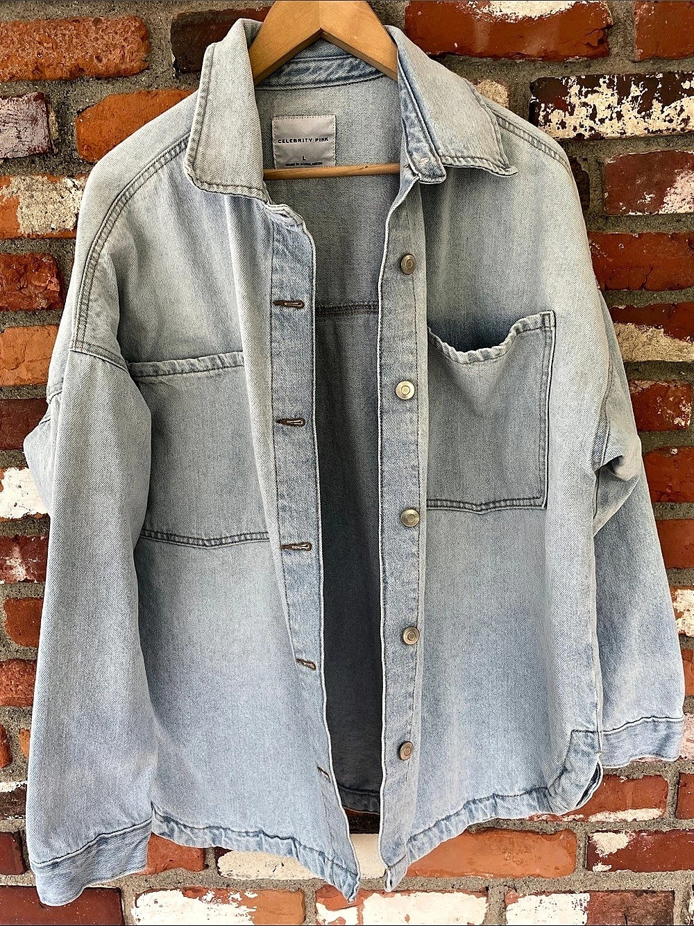 oversized Light Wash Denim Shacket Size Large NWOT